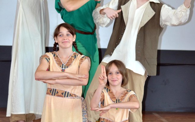 Peter Pan from L to R: Thomas Chancey, John Chancey, Alex Chancey, Belle Chancey, Felicity Chancey